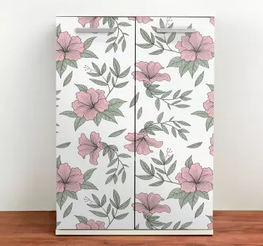 Sticker Deco Meuble Fleurs roses botaniques minimalistes - TenStickers