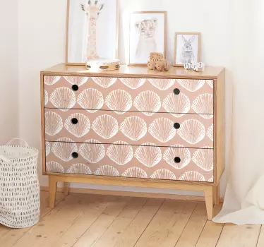 Sticker Deco Meuble Mobilier beige sticker coquillage rétro - TenStickers