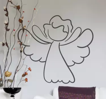 Sticker dessin ange monochrome - TenStickers