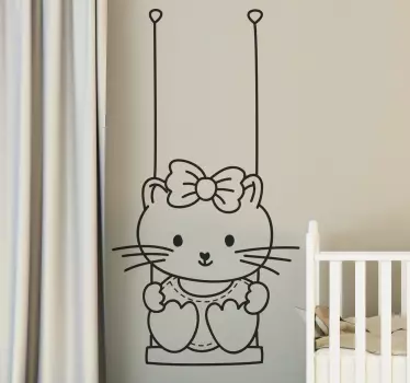 Sticker dessin fillette balançoire - TenStickers