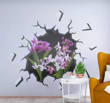 Sticker effet visuel Fleurs dans un trou - TenStickers