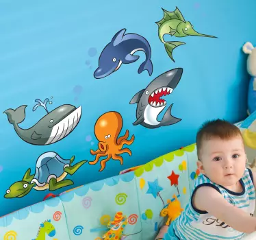 Sticker enfant animaux des mers - TenStickers