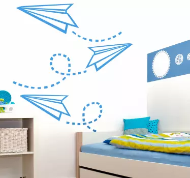 Sticker enfant avions en papier - TenStickers