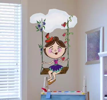 Sticker enfant balançoire fleurs - TenStickers