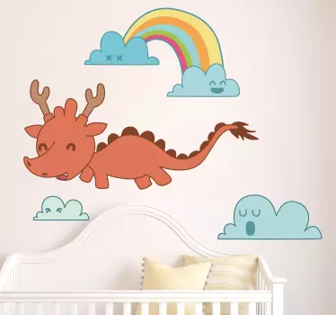 Sticker enfant dragon arc en ciel - TenStickers