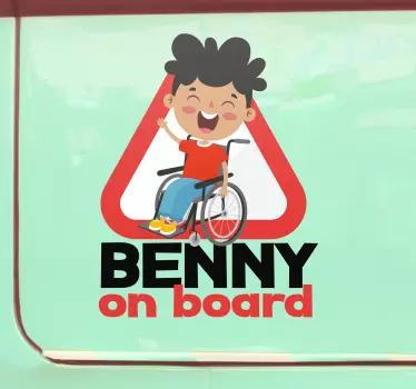 Autocollant Enfant handicapé à bord prénom personnalisable - TenStickers