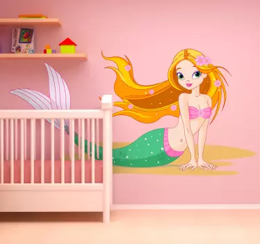 Sticker enfant jolie sirène - TenStickers