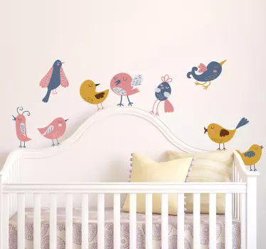 Sticker mural enfant oiseaux pastel - TenStickers