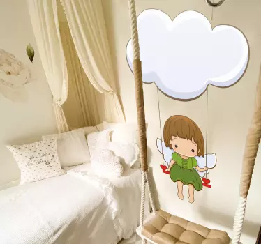 Sticker enfant petit ange sur un nuage - TenStickers