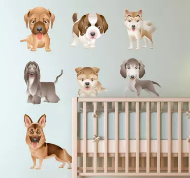 Sticker enfant petits chiots - TenStickers