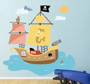 Sticker enfant voilier pirate - TenStickers