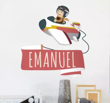 Sticker enfants avion personnalisable - TenStickers