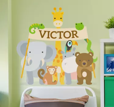 Sticker enfants bienvenue animal - TenStickers