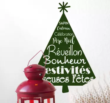 Sticker Maison Arbre de Noël Bonheur - TenStickers