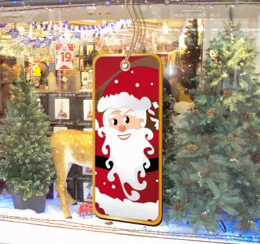 Sticker vitrine Noël etiquette Père Noël - TenStickers