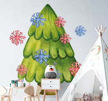 Sticker noël arbre vert festif - TenStickers