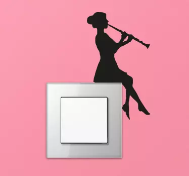 Sticker interrupteur joueuse de clarinette - TenStickers