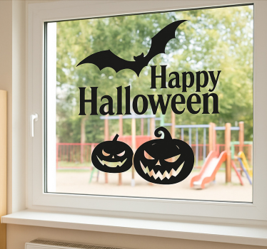 Sticker fenêtre citrouilles d'halloween effrayantes - TenStickers
