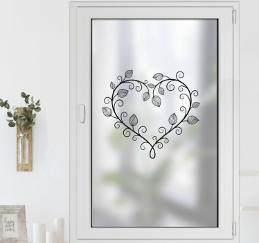 Sticker fenêtre cœurs floraux en fleurs - TenStickers