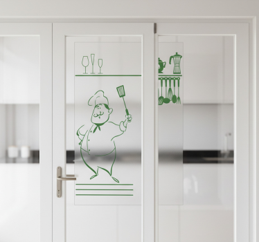 Sticker fenêtre ensemble de chef cuisinier - TenStickers