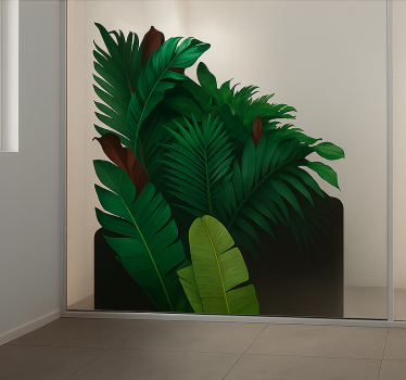Sticker fenêtre feuilles tropicales vertes - TenStickers