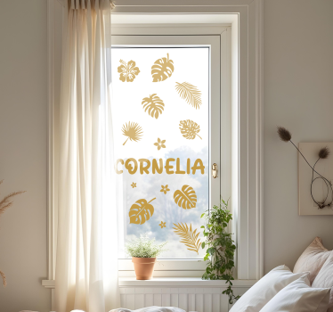 Sticker fenêtre fleurs et plantes tropicales - TenStickers