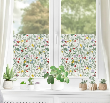 Sticker fenêtre fleurs vintage printanières lumineuses - TenStickers