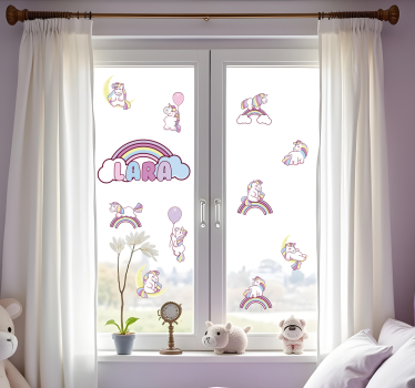 Sticker fenêtre licornes et arcs-en-ciel - TenStickers