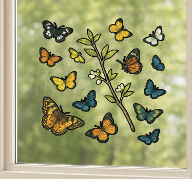 Sticker fenêtre motif de papillons verts - TenStickers