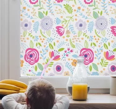 Autocollant fenêtre motif fleurs colorées - TenStickers