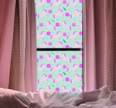 Autocollant fenêtre motif fleurs et licornes - TenStickers