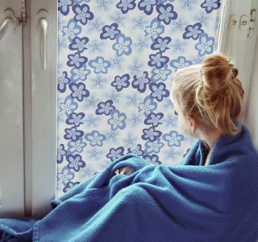 Autocollant fenêtre motif fleurs nordiques - TenStickers