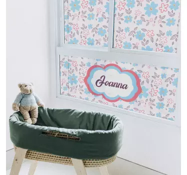 Sticker fenêtre motif floral prénom personnalisé - TenStickers