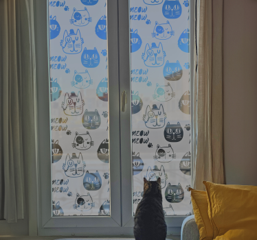 Sticker fenêtre tête de chats - TenStickers