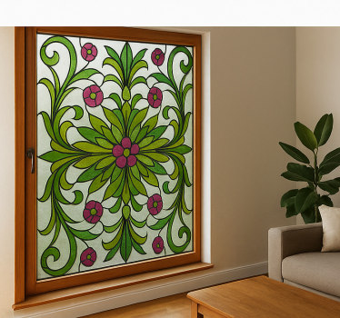Sticker fenêtre verre floral victorien - TenStickers