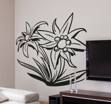 Sticker mural salon fleur Edelweiss - TenStickers