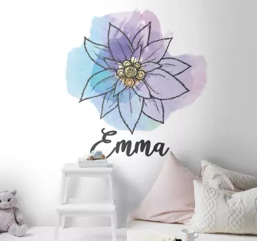 Autocollant Fleur Edelweiss avec prénom - TenStickers