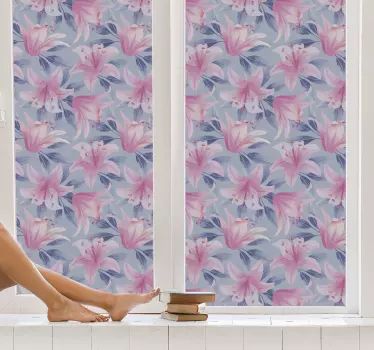 Sticker fenêtre imprimé floral rose - TenStickers