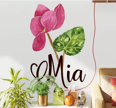 Autocollant Fleur Violette des Alpes avec prénom personnalisable - TenStickers