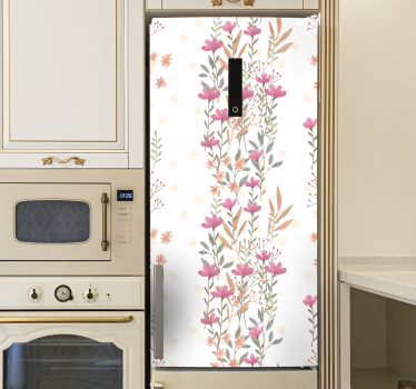 Sticker frigo motif floral blanc - TenStickers