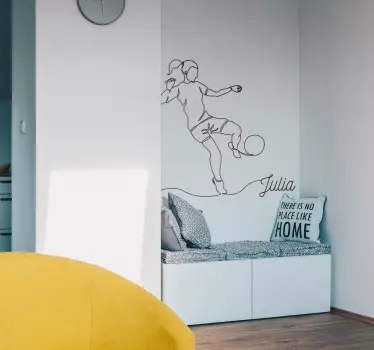 Autocollant mural footballeuse style minimaliste - TenStickers