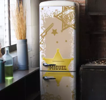 Sticker frigo conception de badge de shérif personnalisable - TenStickers
