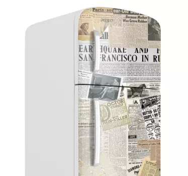 Sticker frigo coupures de journaux - TenStickers