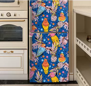 Sticker frigo design perroquets colorés - TenStickers