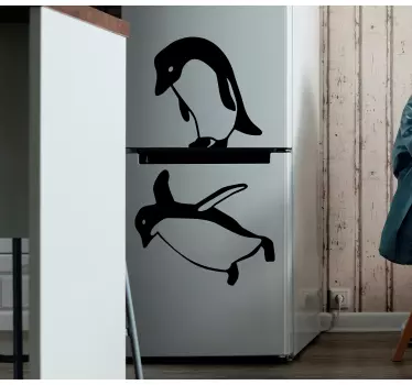 Sticker frigo duo de pingouins amusants - TenStickers