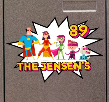 Sticker frigo famille super-héros personnalisée - TenStickers