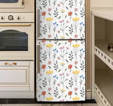 Sticker frigo motif botanique blanc - TenStickers
