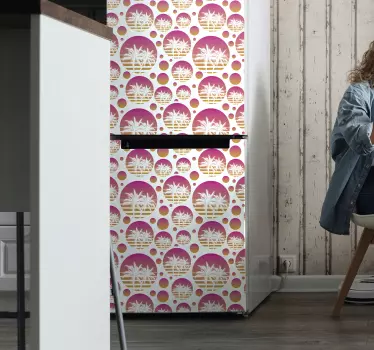 Sticker frigo motifs de palmiers tropicaux - TenStickers