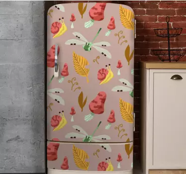 Sticker frigo escargots et libellules - TenStickers