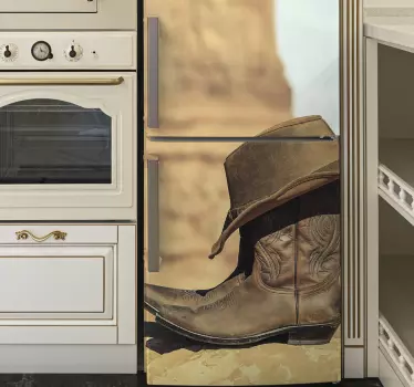 Sticker frigo conception de bottes de cow-boy - TenStickers